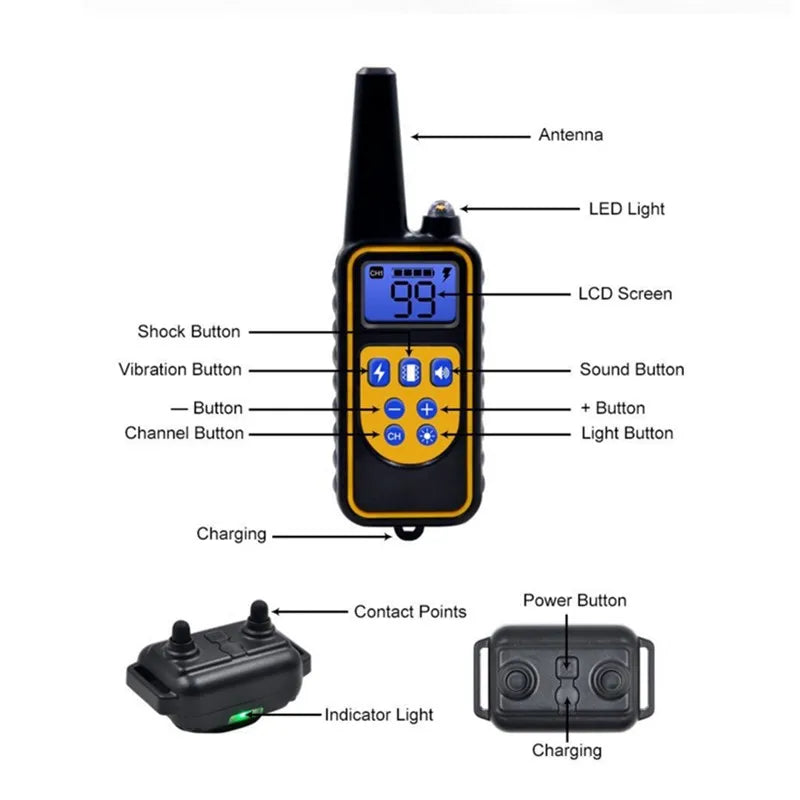 PETRAINER® PET776 Remote Dog Training E-Collar 800m 1-3 Dogs