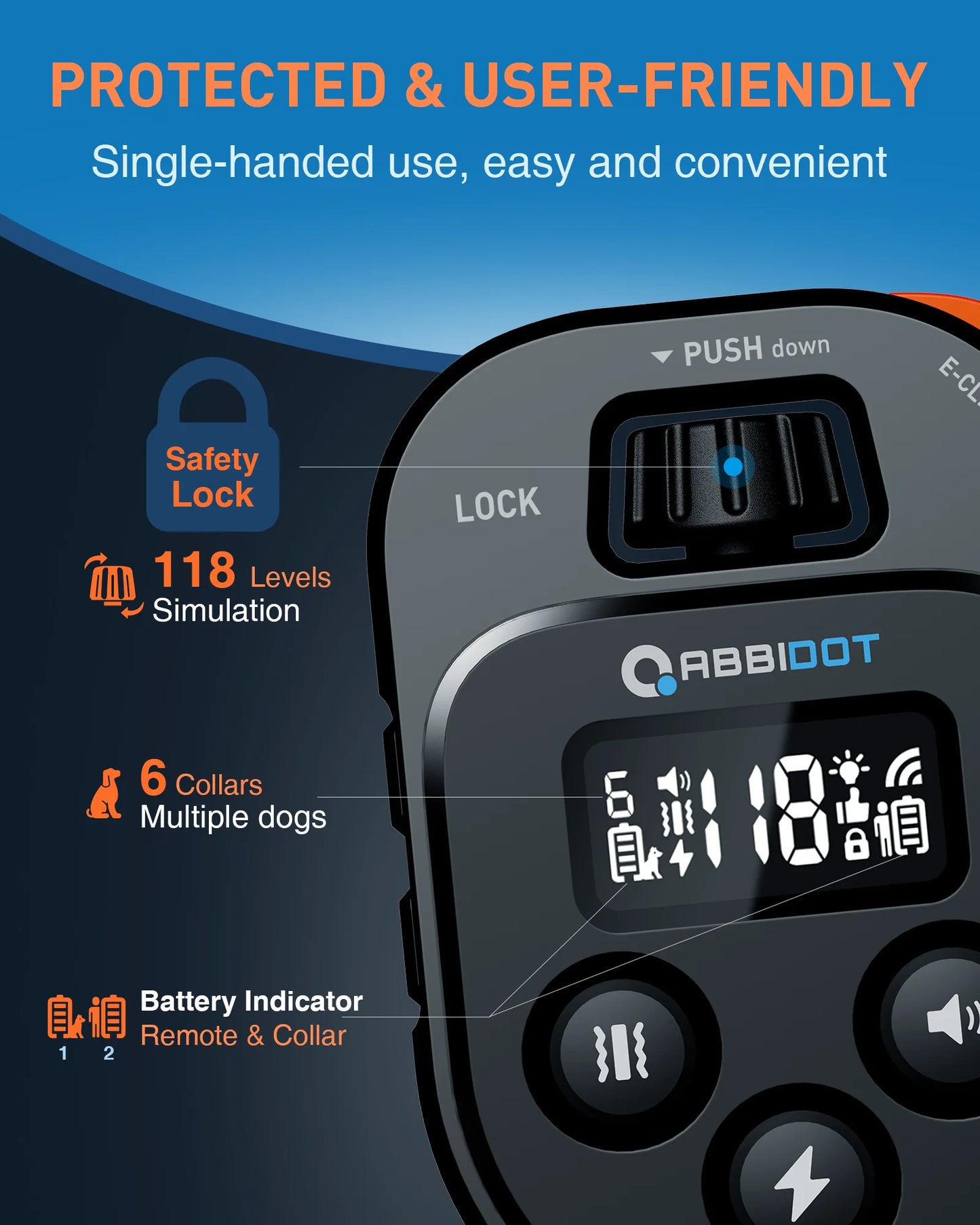 ABBIDOT® T60 Advanced Remote Dog Training E-Collar 1050m 1-2 Dogs