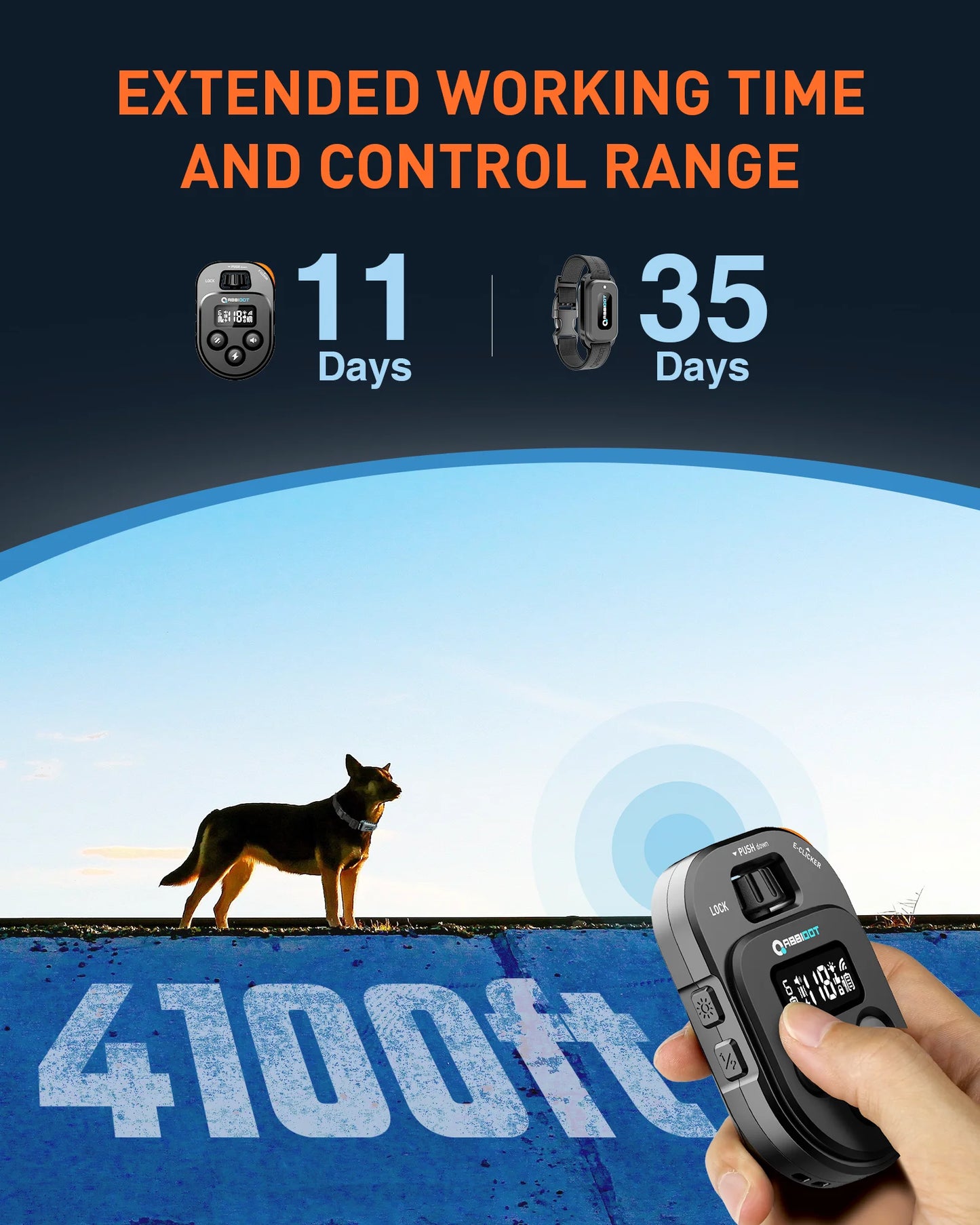 ABBIDOT® T60 Advanced Remote Dog Training E-Collar 1050m 1-2 Dogs