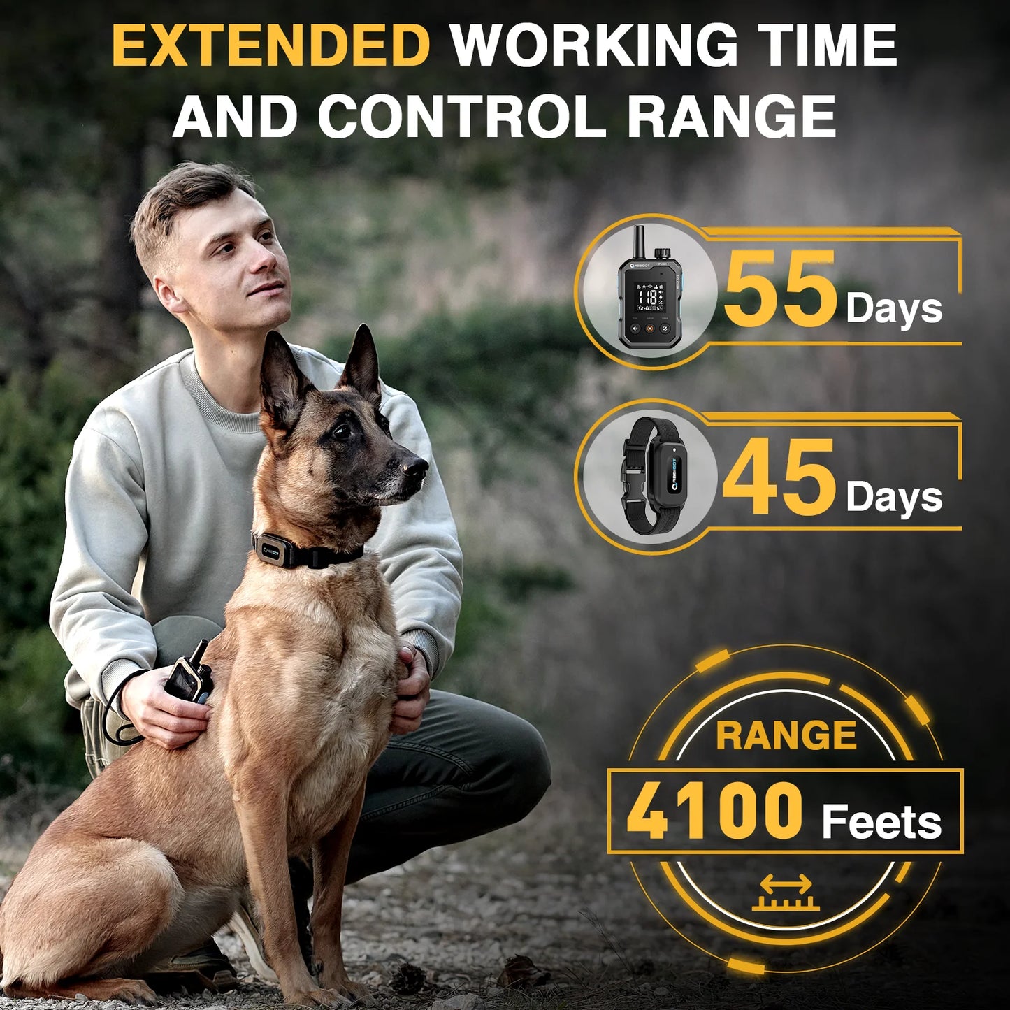 ABBIDOT® T70 Advanced Remote Dog Training E-Collar 1250m 1-2 Dogs