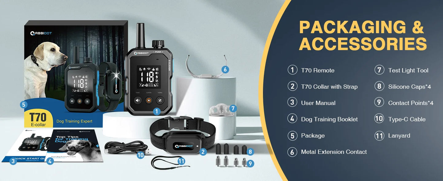 ABBIDOT® T70 Advanced Remote Dog Training E-Collar 1250m 1-2 Dogs