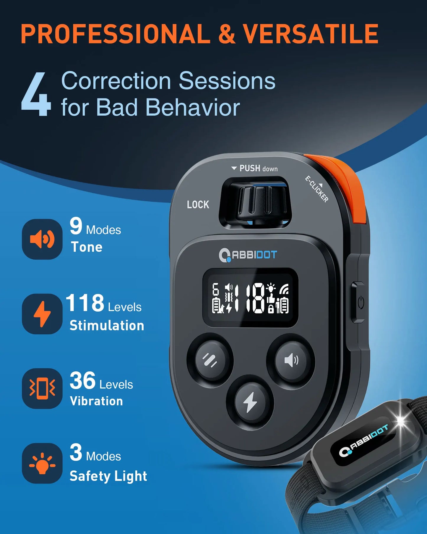 ABBIDOT® T60 Advanced Remote Dog Training E-Collar 1050m 1-2 Dogs