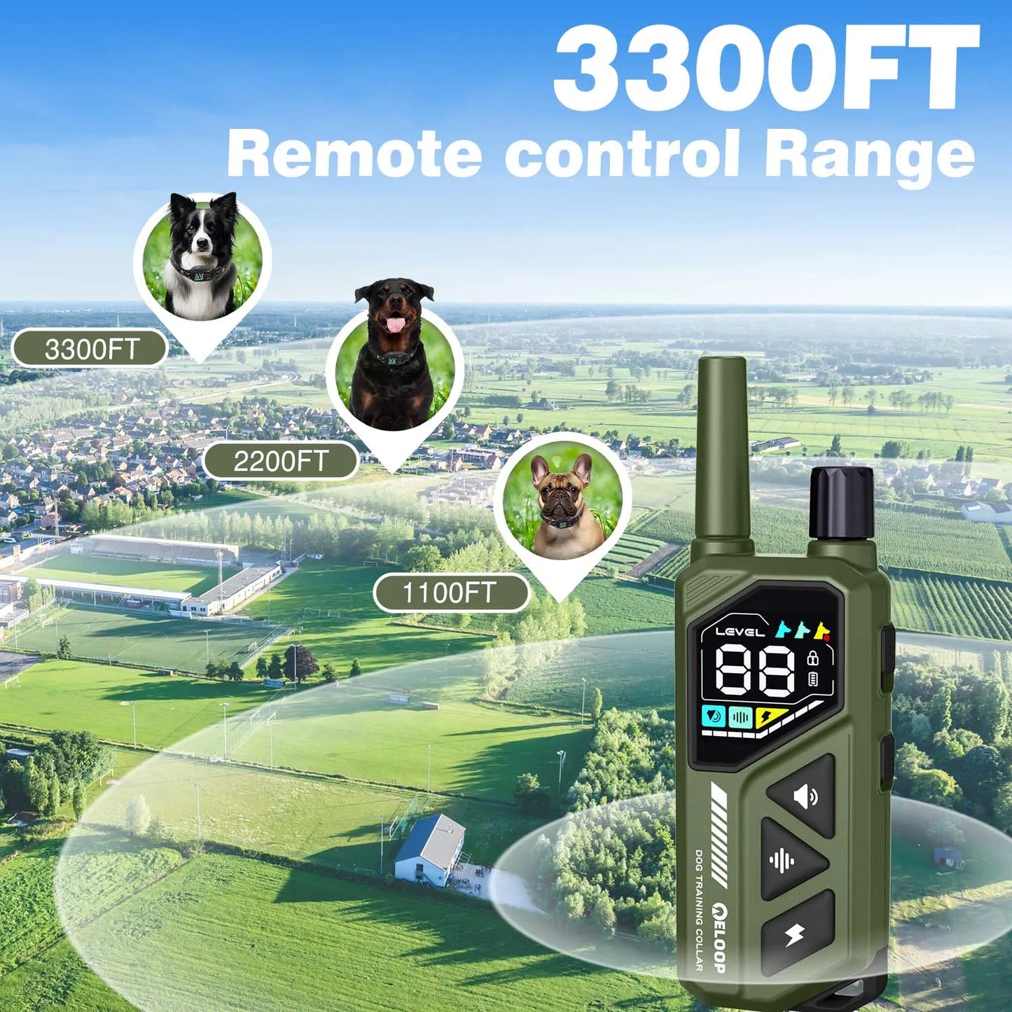 2-in-1 Anti-Bark and Remote Dog Training Collar 1-2 Dogs 1000m PET513
