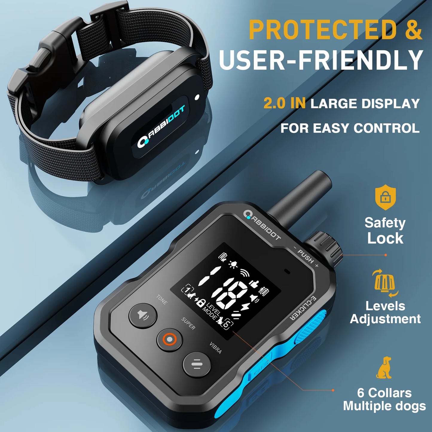 ABBIDOT® T70 Advanced Remote Dog Training E-Collar 1250m 1-2 Dogs