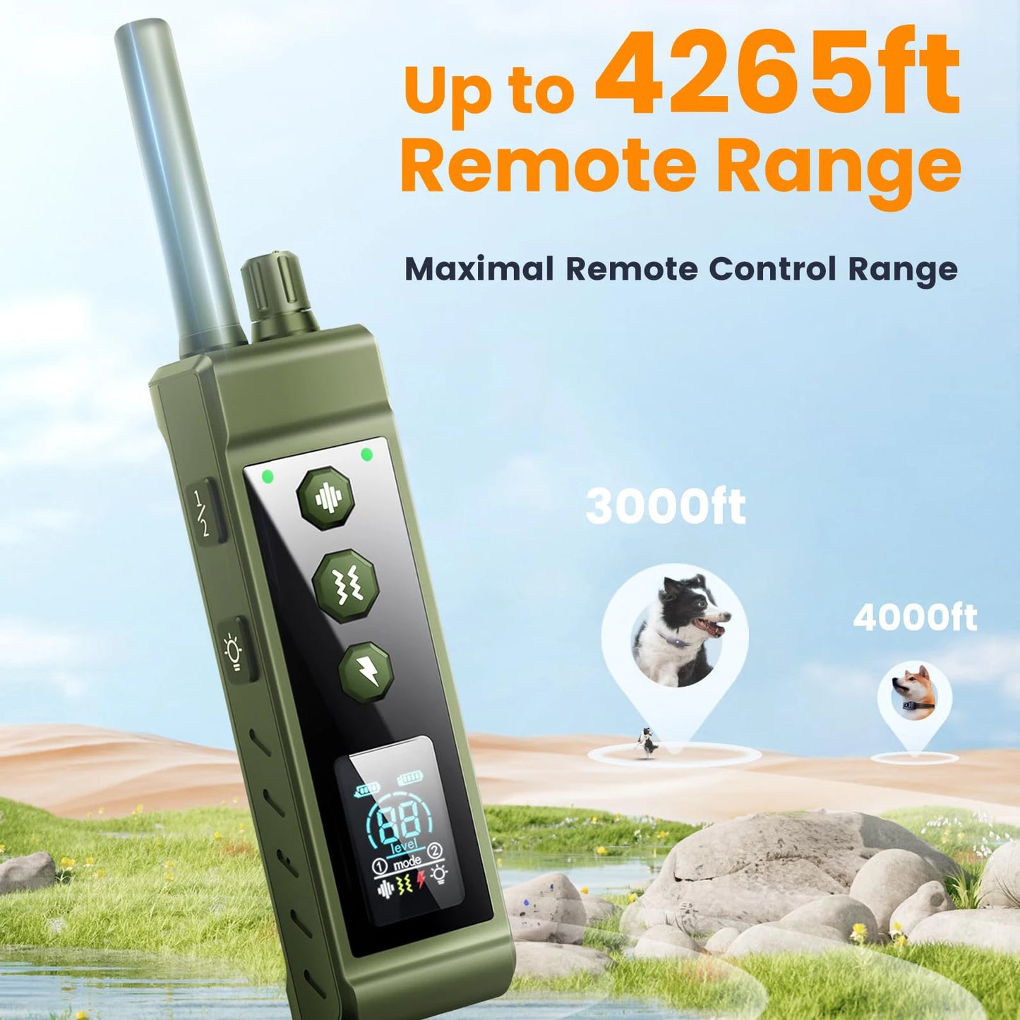 BARKAHOLICS® RS5 Remote Dog Training E-Collar 1250m 1-2 Dogs
